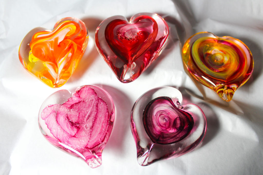 Heart paperweights