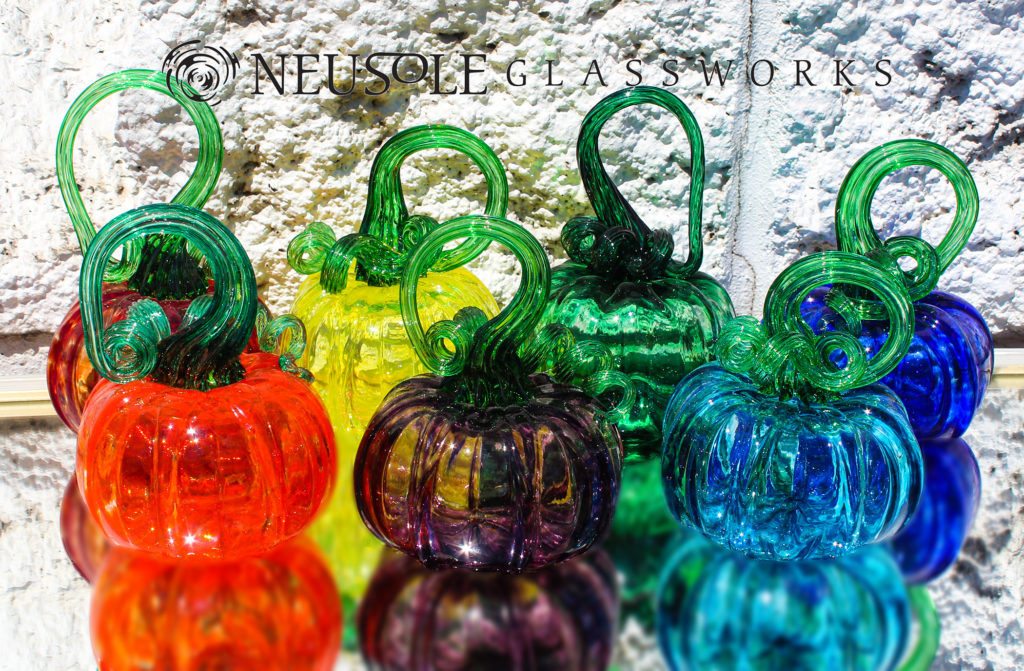 Seven glass pumpkins