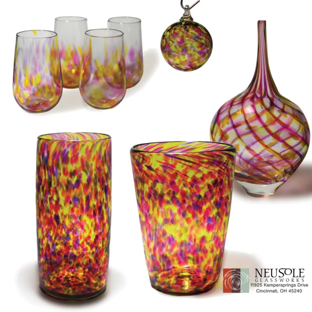 The “Unity Glass Ceremony” is a unique and modern twist on the more traditional unity candle or sand ceremony. In this version, couples will choose colored glass crystals, aka frit. During their wedding ceremony, each couple pours their colors into
the same container, combining them, thus representing their union. Later, the joined frit can be brought to a glass artist, who can incorporate it into a stunning and gorgeous customizable piece of glass art that further symbolizes their union. We have many examples in our GiftShop. If you would like to meet with an artist, give us a call to set up an appointment 513-751-3292. #neusoleglassworks #unityglassceremony #uniqueweddingideas #weddingglass #unityglass