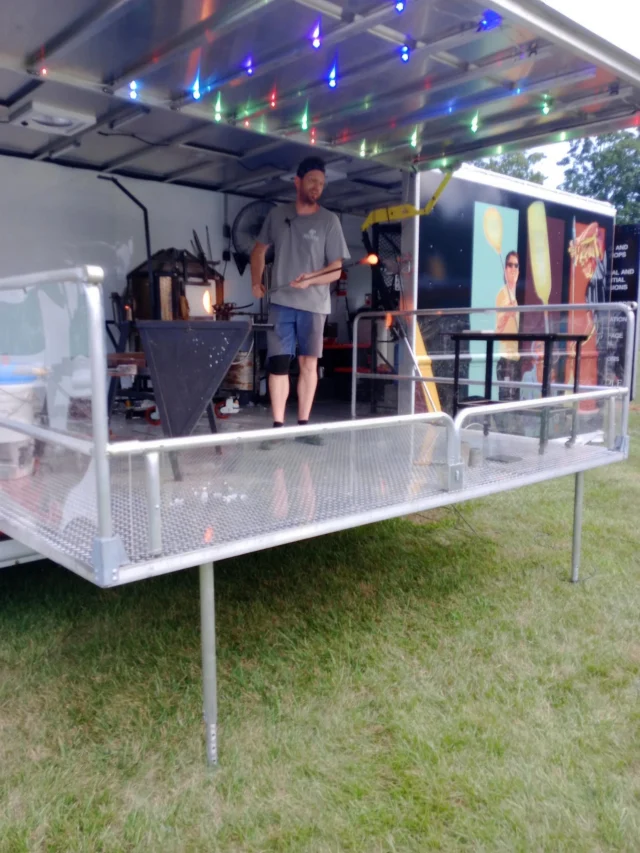 Still time to visit us at Sharonfest and enter to win a free glassblowing class for two! #neusoleglassworks #sharonfest #nonprofit #mobilehotshop